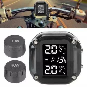 ЖК-дисплей с 2 внешними датчиками TPMS для мотоцикла, система сигнализации контроля температуры шин и давления в шинах двигателя TPMS