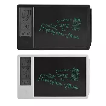 ЖК-планшет для письма 10 дюймов, перезаряжаемый, стираемый, электронный планшет с цифровыми часами и календарем White