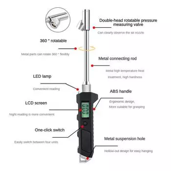 ЖК-тестер эффективный надежный тяжелый прочный цифровой тестер для проверки давления в шинах, подходящий для грузовиков и автофургонов
