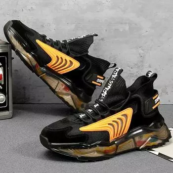 Zhongbang Guochao Dad Men s Shoes Large Size Fly-woven Socks Shoes Four Seasons Breathable Mesh Casual Shoes 38