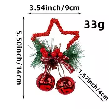 Zhongran Christmas Pentagram Bell Accessories Pendant Diy Christmas Tree Pendant Bow Bell Window Props