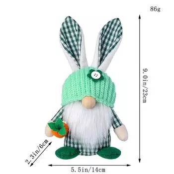 Zhongran Easter Plaid Rabbit Ear Doll Prop Ornament Faceless Elderly Couple Doll Ornament D3-27 Plaid Rabbit Ear Doll Men s