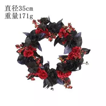 Zhongran Halloween Black And Red Fruit Rose Wreath Door Pendant Festive Dead Branch Rattan Atmosphere Decoration Props L2-25 Dead Branch Black and Red Rose Wreath