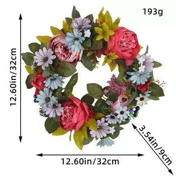 Zhongran Spring Peony Small Daisy Wreath Wreath Wall Decoration Home Silk Flower Dead Branch Decoration Wreath Door Hanging Props U3-22 Peony Daisy Wreath