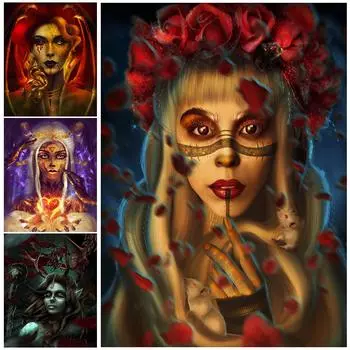 Жрица и шаман, винтажная настенная живопись на холсте, украшение для дома, плакаты и принты с изображением крысы и змеи 21cm30cm NoFrame