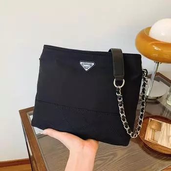 Zhu Zhu same bag женская сумка 2024 года вместительная парашютная сумка через плечо с ромбом черная и золотая нейлоновая сумка на цепочке