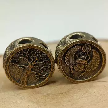 Жук-навозник Анк Латунные Ножевые Бусины Панк EDC На открытом воздухе DIY Паракорд Плетеный Темляк Брелок Подвеска Ретро Браслеты из Зонтичной Веревки Аксессуары Brass