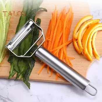 Жюльен Овощечистка Овощечистка Двойное лезвие Резак из нержавеющей стали Слайсер с чистящей щеткой Многофункциональная овощечистка для моркови, огурцов и фруктов
