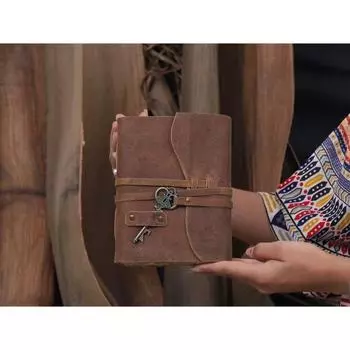 Журнал Антикварный журнал ручной работы в кожаном переплете с неровным краем. Бумага 7, коричневый кожаный журнал, кожаный дневник - блокнот 5 x 7 in коричневый