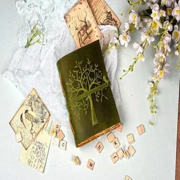 Журнал «Дерево жизни» Ежедневник ручной работы из кожи Блокнот ручной работы из бумаги с неровным краем Премиум-дневник 20.32 cm