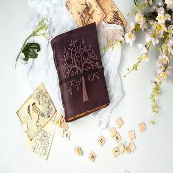 Журнал «Дерево жизни» из натуральной кожи, ежедневник ручной работы, блокнот из бумаги с неровным краем, ежедневник премиум-класса 20.32 cm