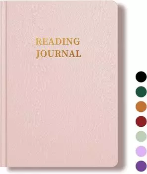 Журнал для чтения из розовой кожи 5,8x8,3 - подарок для любителей книг и читателей, просматривайте и отслеживайте свое чтение с помощью 65 обзоров книг розовый