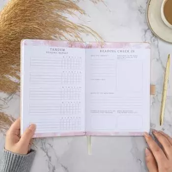 Журнал для чтения Yousheng для рецензий на книги, формат A5, отслеживание прогресса чтения, подсказки для письма, всеобъемлющий журнал заметок для чтения розовый