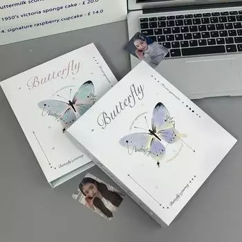 Журнал Дневник Бабочка A5 Переплет Корея Kpop Kawaii Коллекционная книга Держатель для фотокарточек Главная