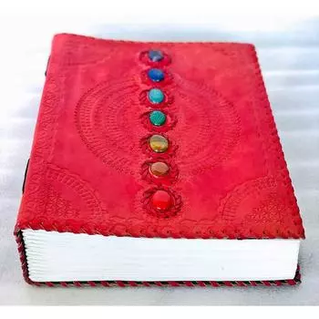 Журнал Fat Leather на 600 страниц, большой, из семи камней, кожаный блокнот, журнал, пустая книга ручной работы, альбом для рисования, повседневное использование (Линованные страницы, красные) 10 x 13 in красный