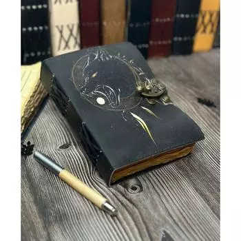 Журнал Гримуара Кожаный журнал с печатью Пустая книга заклинаний Книга теней Кожа 7 x 5 in