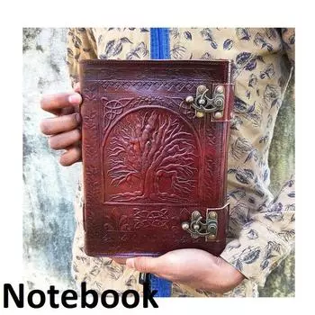 Журнал из кожи «Дерево жизни» Журнал из натуральной кожи в деревенском стиле Журнал «Гримуар» Толстый журнал Альбом для рисования Ретро-блокнот Подарки для Него и для Нее 10 x 7 in коричневый
