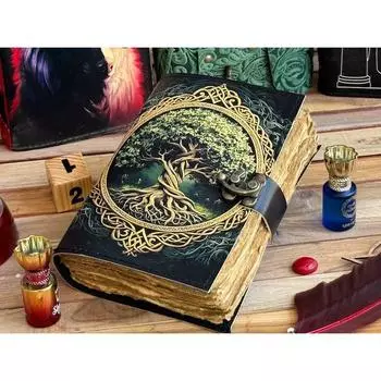 Журнал из кожи Древо жизни - Блокноты из натуральной кожи для женщин - Красивый журнал Для зарисовок Книга для путешествий Пустая книга для заклинаний 7 x 5 in чёрный