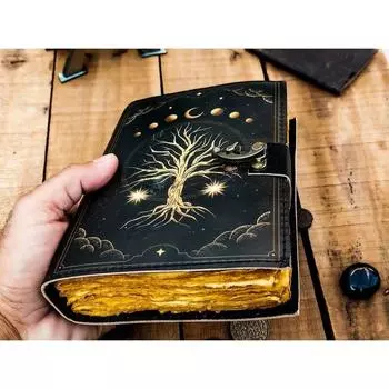 Журнал из кожи Древо жизни - Блокноты из натуральной кожи для женщин - Красивый журнал Для зарисовок Книга для путешествий Пустая книга для заклинаний 7 x 5 in