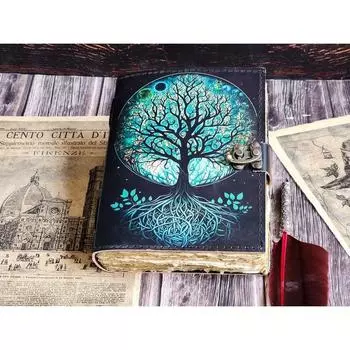 Журнал из кожи Древо жизни - Блокноты из натуральной кожи для женщин - Красивый журнал Для зарисовок Книга для путешествий Пустая книга для заклинаний 7 x 5 in