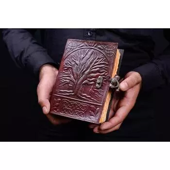 Журнал из кожи Древо жизни - Кожаные блокноты для женщин - Журнал для зарисовок Книга для путешествий Пустая книга для заклинаний 7 x 5 in