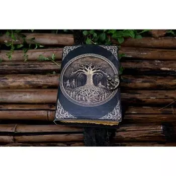 Журнал из кожи Древо жизни - Натуральная кожа Для женщин - Красивый журнал Для зарисовок Книга для путешествий Пустая книга для заклинаний 7 x 5 in чёрный