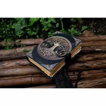 Журнал из кожи Древо жизни - Натуральная кожа Для женщин - Красивый журнал Для зарисовок Книга для путешествий Пустая книга для заклинаний 7 x 5 in чёрный