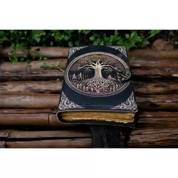 Журнал из кожи Древо жизни - Натуральная кожа Для женщин - Красивый журнал Для зарисовок Книга для путешествий Пустая книга для заклинаний 7 x 5 in чёрный