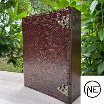 Журнал из кожи ручной работы, 400 винтажных бумажных журналов из кожи, журнал ведьмы с пентаграммой для зарисовок и записей, Книга теней 13 x 10 in коричневый