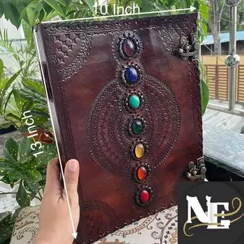 Журнал из кожи ручной работы, журнал «Книга заклинаний теней», подарки на Рождество, кожаный блокнот, кожаный журнал-гримуар в подарок 13 x 10 in коричневый