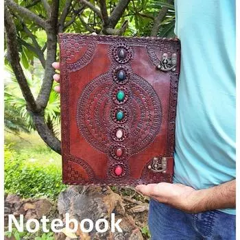 Журнал из кожи Seven Stone, блокнот, дневник, путевой журнал для мужчин и женщин, кельтский журнал-гримуар, лучшие подарки на День святого Валентина для художников 13 x 10 in коричневый
