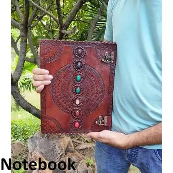 Журнал из кожи Seven Stone, блокнот, дневник, путевой журнал для мужчин и женщин, кельтский журнал-гримуар, лучшие подарки на День святого Валентина для художников 13 x 10 in коричневый