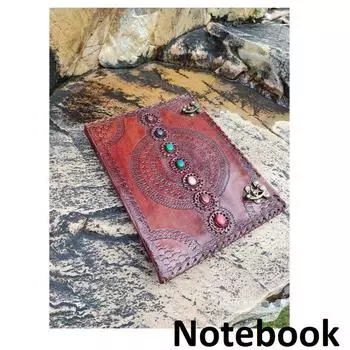 Журнал из кожи Seven Stone, блокнот, дневник, путевой журнал для мужчин и женщин, кельтский журнал-гримуар, лучшие подарки на День святого Валентина для художников 13 x 10 in коричневый