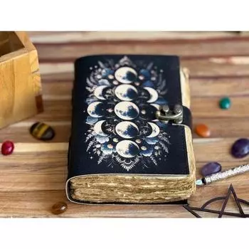 Журнал из кожи Sun Moon для мужчин и женщин Antique hademade Decle Edge pepar Leather Sketchbook для мужчин и женщин 7 x 5 in чёрный