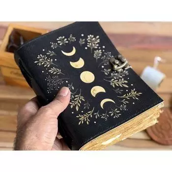 Журнал из кожи Sun Moon для мужчин и женщин Antique hademade Decle Edge pepar Leather Traveling Sketchbook For Men Women 7 x 5 in чёрный