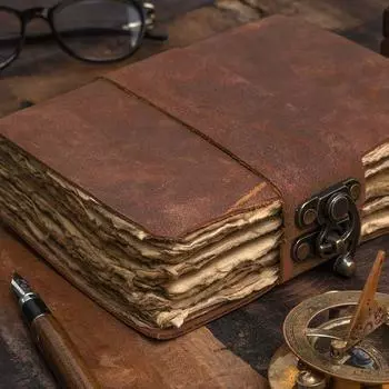 Журнал из переработанной бумаги в винтажном кожаном переработанном виде, для заметок, блокнот, альбом для рисования, дневник, книга ручной работы, 100% переработанная тряпка, бумага без дерева 7 x 5 in