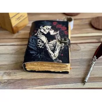 Журнал любовника из кожи ручной работы «Череп», викканский языческий журнал, гримуар, книга теней, для мужчин и женщин, для путешествий, для дня рождения 7 x 5 in