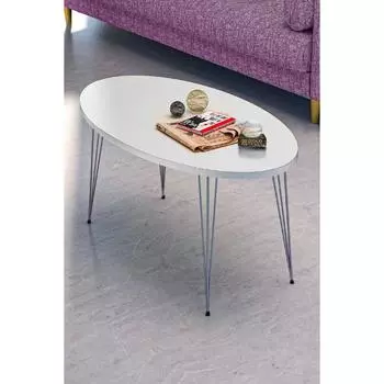 Журнальный столик Ellipse Silver White Wire
