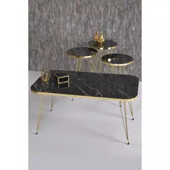 Журнальный столик Nesting и журнальный столик Kr Set Gold Bendir Wire