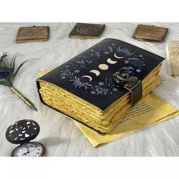 Журнал рецептов фаз Луны для мужчин и женщин, винтажный кожаный журнал 7 x 5 in