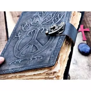 Журнал ручной работы из кожи Свиток Журнал Уроборос Книга Круга Трансмутации Для мужчин и женщин Путевая пустая книга заклинаний теней Скетчбу 7 x 5 in