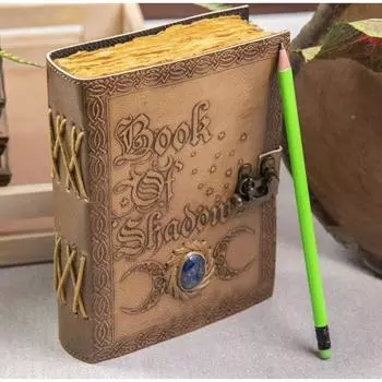 Журнал с застежкой-замком, реквизит из синего камня, винтажная книга теней ручной работы 5 x 7 in коричневый