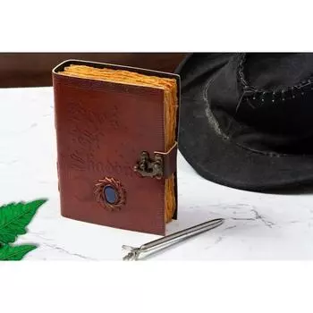 Журнал с застежкой-замком, реквизит из синего камня, винтажная книга теней ручной работы 7 x 5 in коричневый