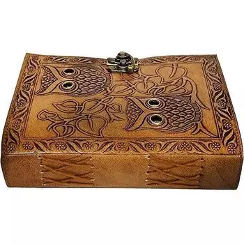 Журнал Сова Кожаный блокнот ручной работы Книга теней Журнал Гримуара 7 x 5 in коричневый