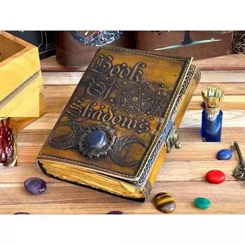 Журнал теней из кожи ручной работы с локомотивом ручной работы, антикварная книга заклинаний «Магический круг жизни» для путешествий, альбом для рисования 10 x 7 in