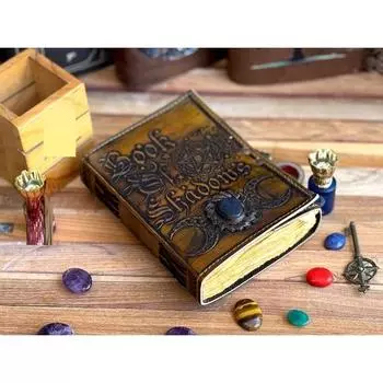 Журнал теней из кожи ручной работы с локомотивом ручной работы, антикварная книга заклинаний «Магический круг жизни» для путешествий, альбом для рисования 10 x 7 in