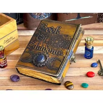Журнал теней из кожи ручной работы с локомотивом ручной работы, антикварная книга заклинаний «Магический круг жизни» для путешествий, альбом для рисования 7 x 5 in