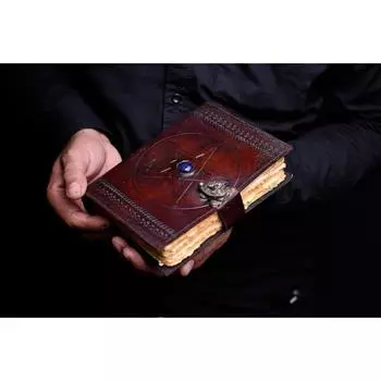 Журнал Викка из кожи ручной работы, коричневая пентаграмма, тисненая пустая книга заклинаний теней, блокнот, гримуар, книга для записей 7 x 5 in коричневый