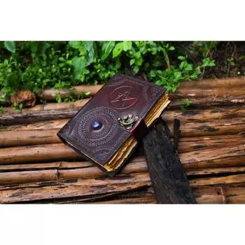 Журнал Викка из кожи ручной работы, коричневая пентаграмма, тисненая пустая книга заклинаний теней, блокнот, гримуар, книга для записей для мужчин и женщин 7/5 7 x 5 in коричневый