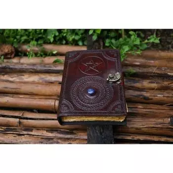 Журнал Викка из кожи ручной работы, коричневая пентаграмма, тисненая пустая книга заклинаний теней, блокнот, гримуар, книга для записей для мужчин и женщин 7/5 7 x 5 in коричневый